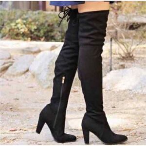 Catherine Malandrino Velva Over The Knee Boots Black Velvet Size 7.5 Heeled  New